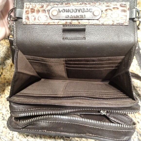 Lonestead Range Genuine Embossed Leather Cowhide Western Crossbody Bag Purse - Picture 9 of 16